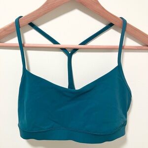 Lululemon Teal Green Blue Square Dot Flow Y lulu Sports Bra 10 medium large